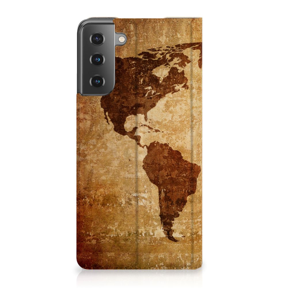 Samsung Galaxy S21 Plus Book Cover Wereldkaart - B2C Telecom