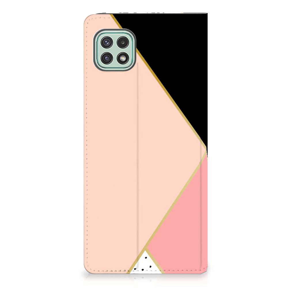 Samsung Galaxy A22 5G Stand Case Zwart Roze Vormen - B2C Telecom