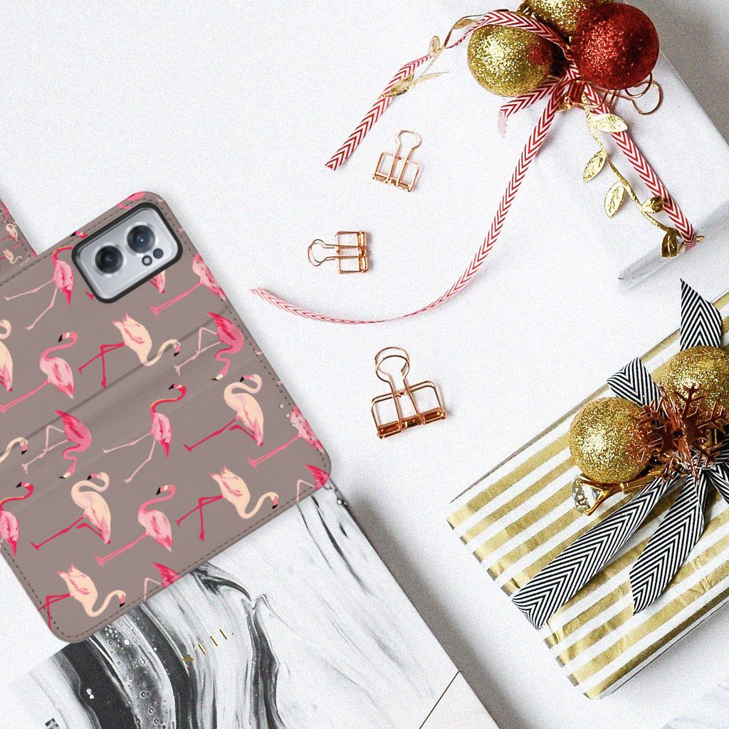 OnePlus Nord CE 2 Telefoonhoesje met Pasjes Flamingo
