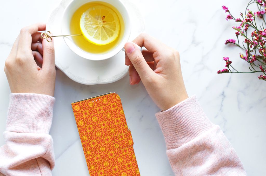 Motorola G8 Power Telefoon Hoesje Batik Oranje