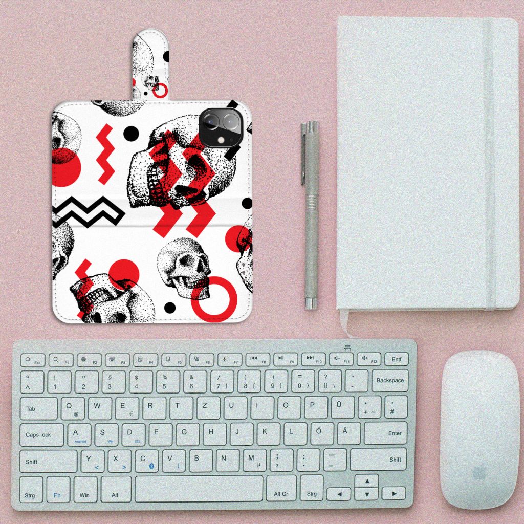 Telefoonhoesje met Naam Apple iPhone 12 Mini Skull Red
