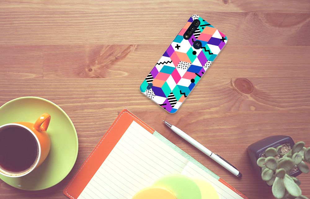 Motorola Moto G8 Power Lite TPU Hoesje Blokken Kleurrijk B2C Telecom