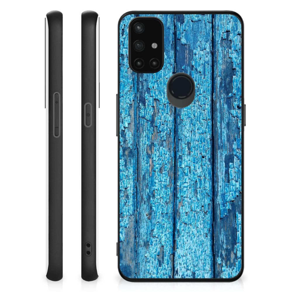 OnePlus Nord N10 5G Houten Print Telefoonhoesje Wood Blue