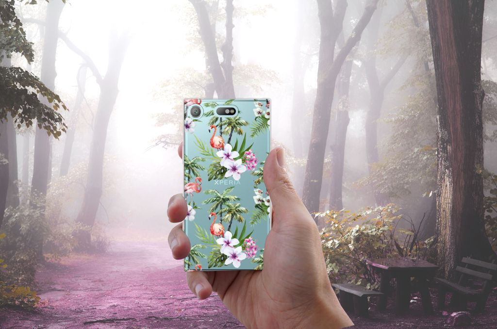 Sony Xperia XZ1 Compact TPU Hoesje Flamingo Palms