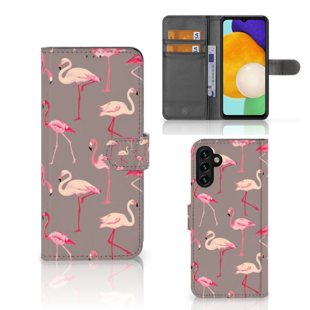 Samsung Galaxy A04s | Samsung Galaxy A13 5G Telefoonhoesje met Pasjes Flamingo