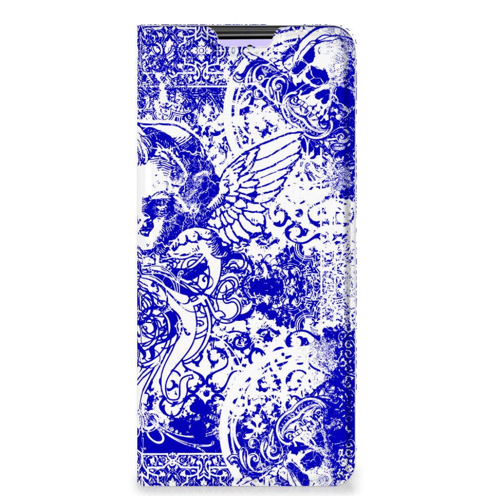 Mobiel BookCase Xiaomi Redmi Note 10 Pro Angel Skull Blauw - B2C Telecom