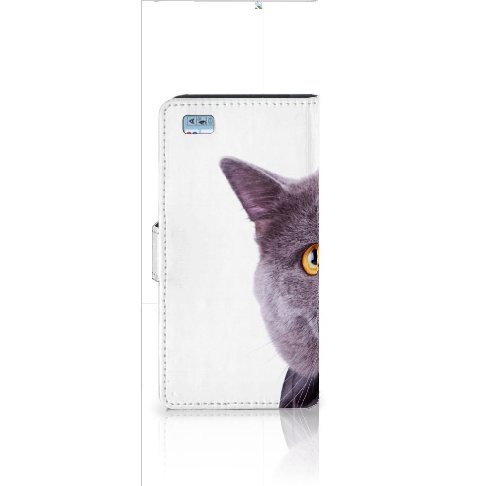 Huawei Ascend P8 Lite Telefoonhoesje met Pasjes Kat