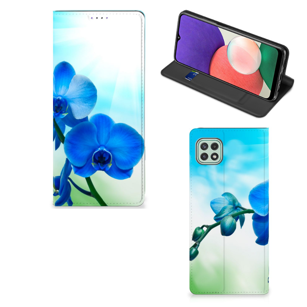 Samsung Galaxy A22 5G Smart Cover Orchidee Blauw - Cadeau voor je Moeder - B2C Telecom