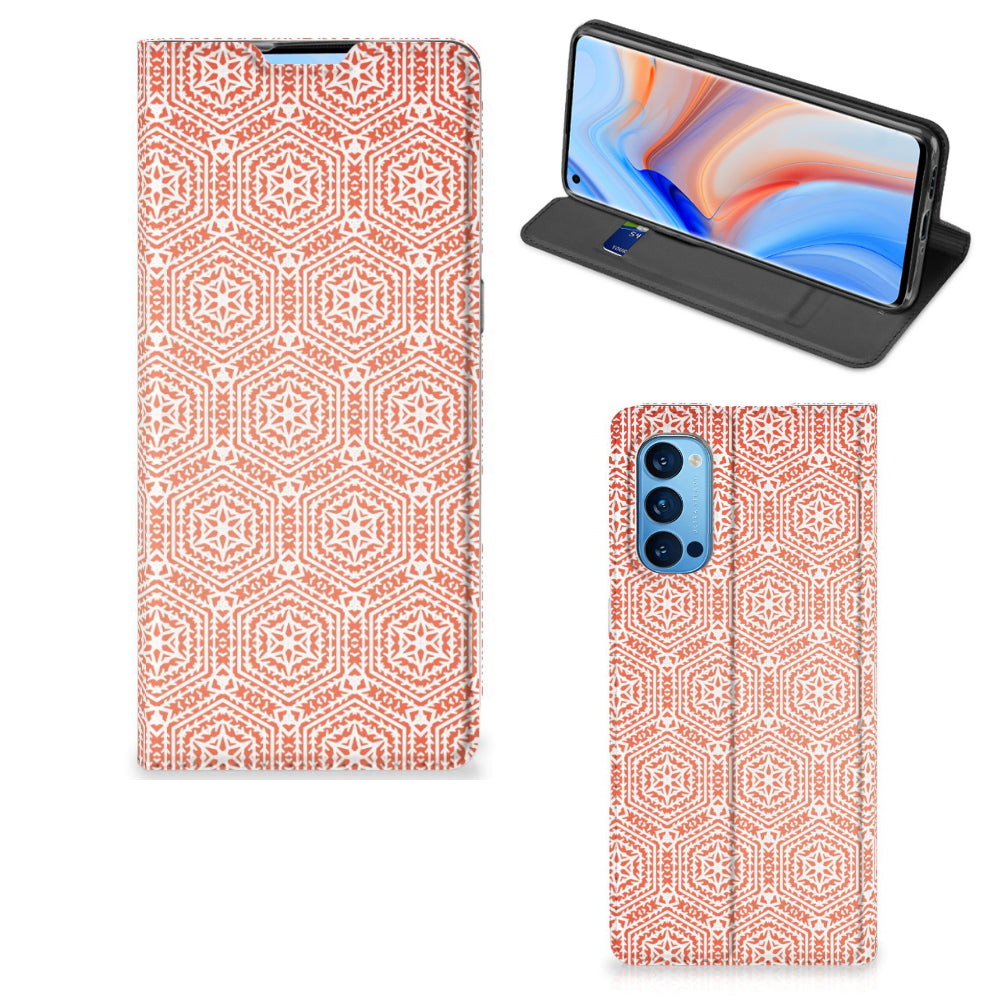 OPPO Reno4 Pro 5G Hoesje met Magneet Pattern Orange