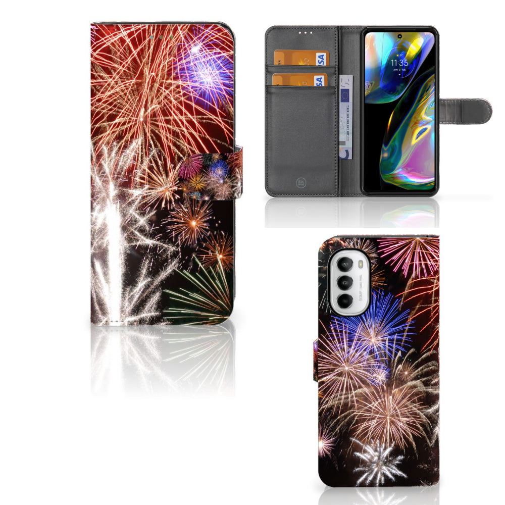 Motorola Moto G52 | Moto G82 Wallet Case met Pasjes Vuurwerk