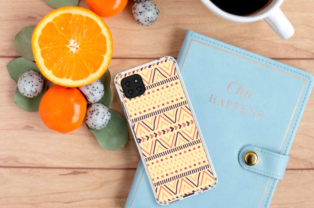Samsung Galaxy A22 5G Doorzichtige Silicone Hoesje Aztec Yellow B2C Telecom
