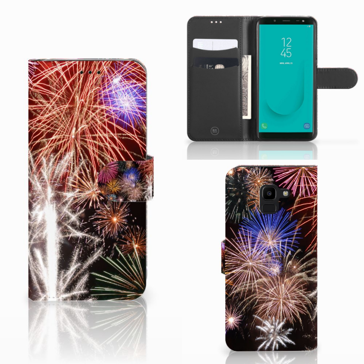 Samsung Galaxy J6 2018 Wallet Case met Pasjes Vuurwerk