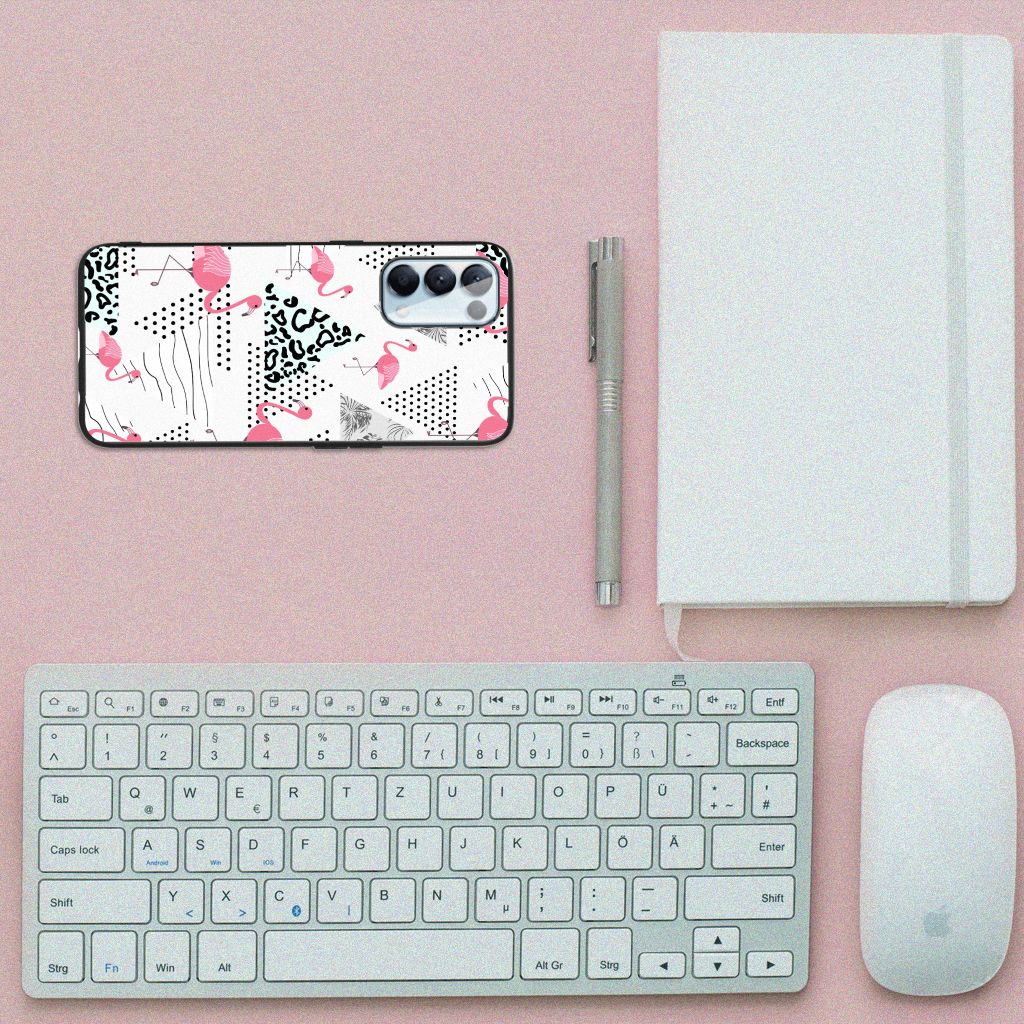 OPPO Reno5 5G | Find X3 Lite Dierenprint Telefoonhoesje Flamingo Triangle B2C Telecom
