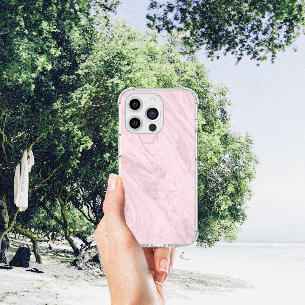 iPhone 13 Pro Max Anti-Shock Hoesje Marble Pink - Origineel Cadeau Vriendin - B2C Telecom