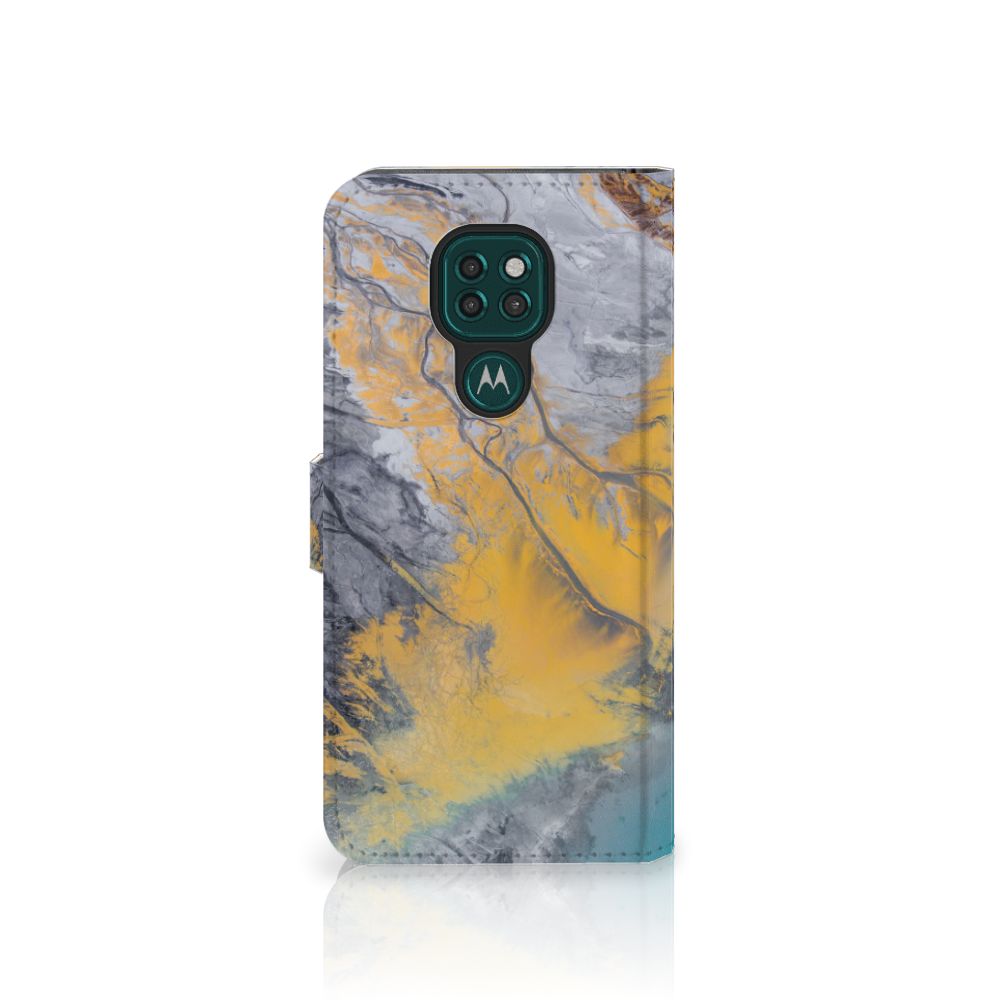 Motorola Moto G9 Play | E7 Plus Bookcase Marble Blue Gold