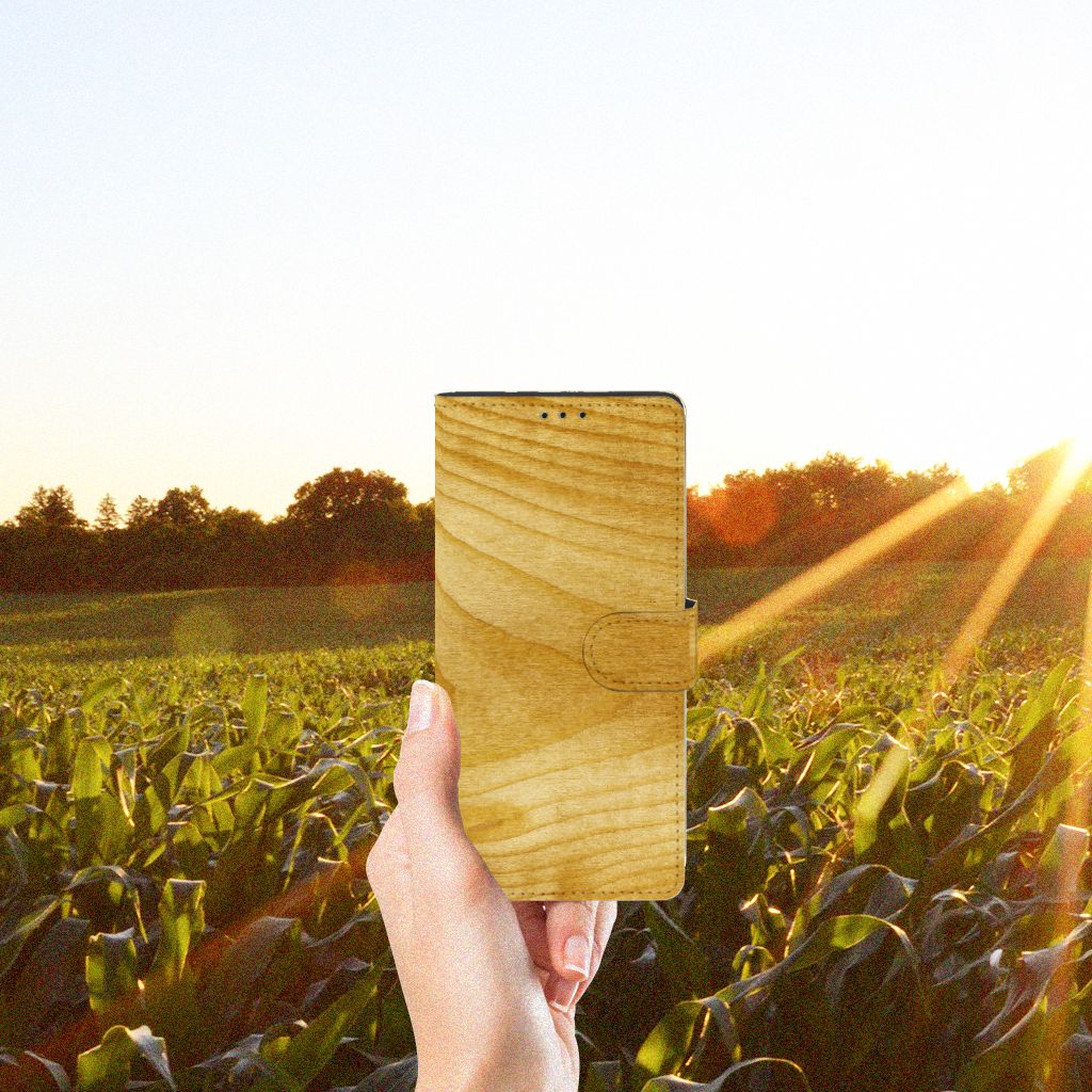 Motorola Edge 20 Lite Book Style Case Licht Hout
