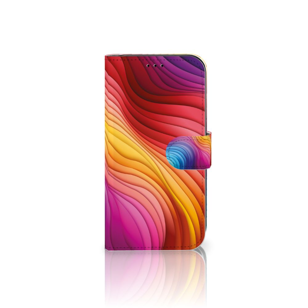 Apple iPhone 11 Book Case Regenboog gekleurd design aanzicht