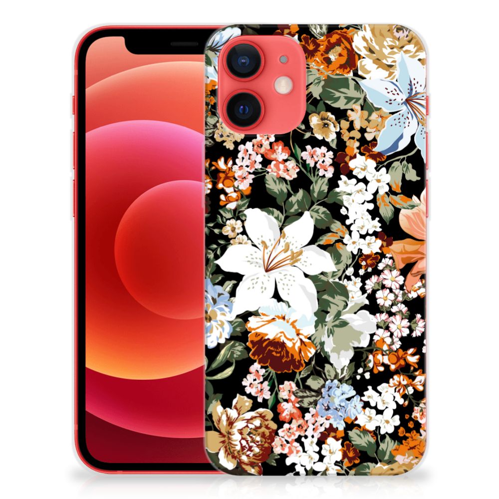 TPU Case voor iPhone 12 Mini Dark Flowers B2C Telecom