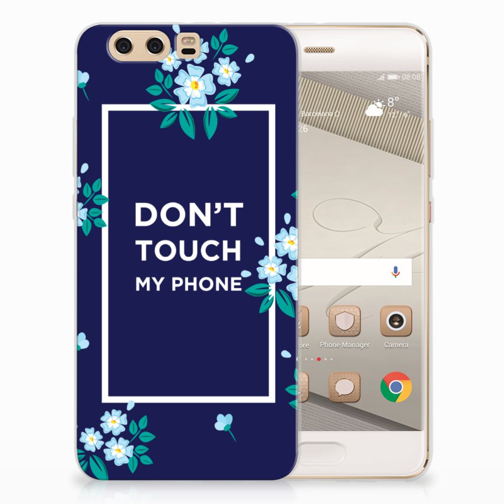 Huawei P10 Plus Silicone-hoesje Flowers Blue DTMP