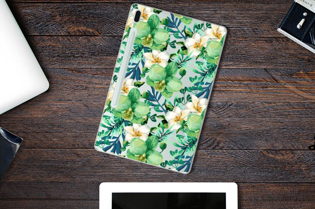 Samsung Galaxy Tab S7FE Siliconen Hoesje Orchidee Groen - B2C Telecom