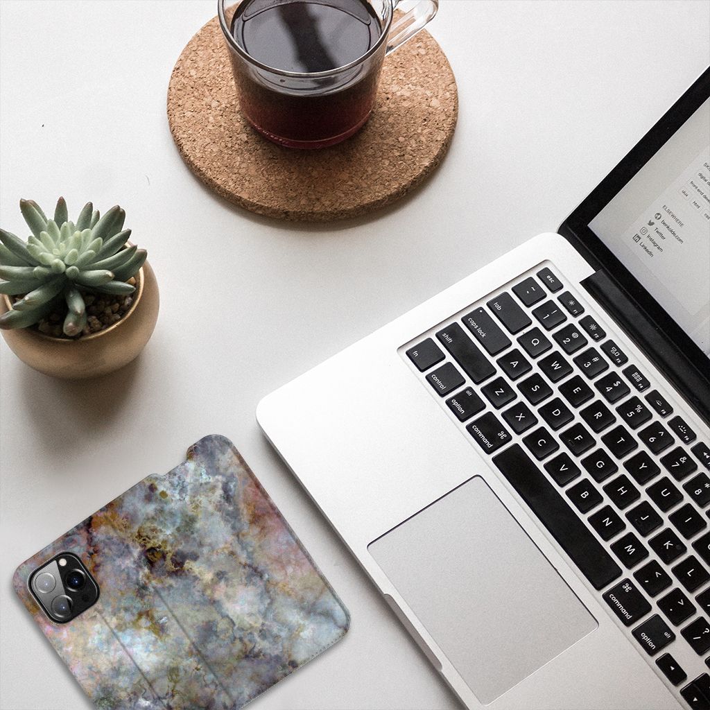 iPhone 14 Pro Standcase Marmer Grijs