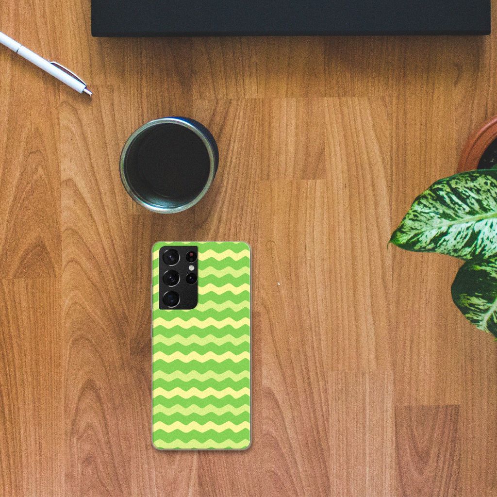 Samsung Galaxy S21 Ultra TPU bumper Waves Green B2C Telecom