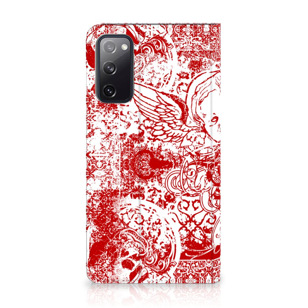 Mobiel BookCase Samsung Galaxy S20 FE Angel Skull Rood - B2C Telecom