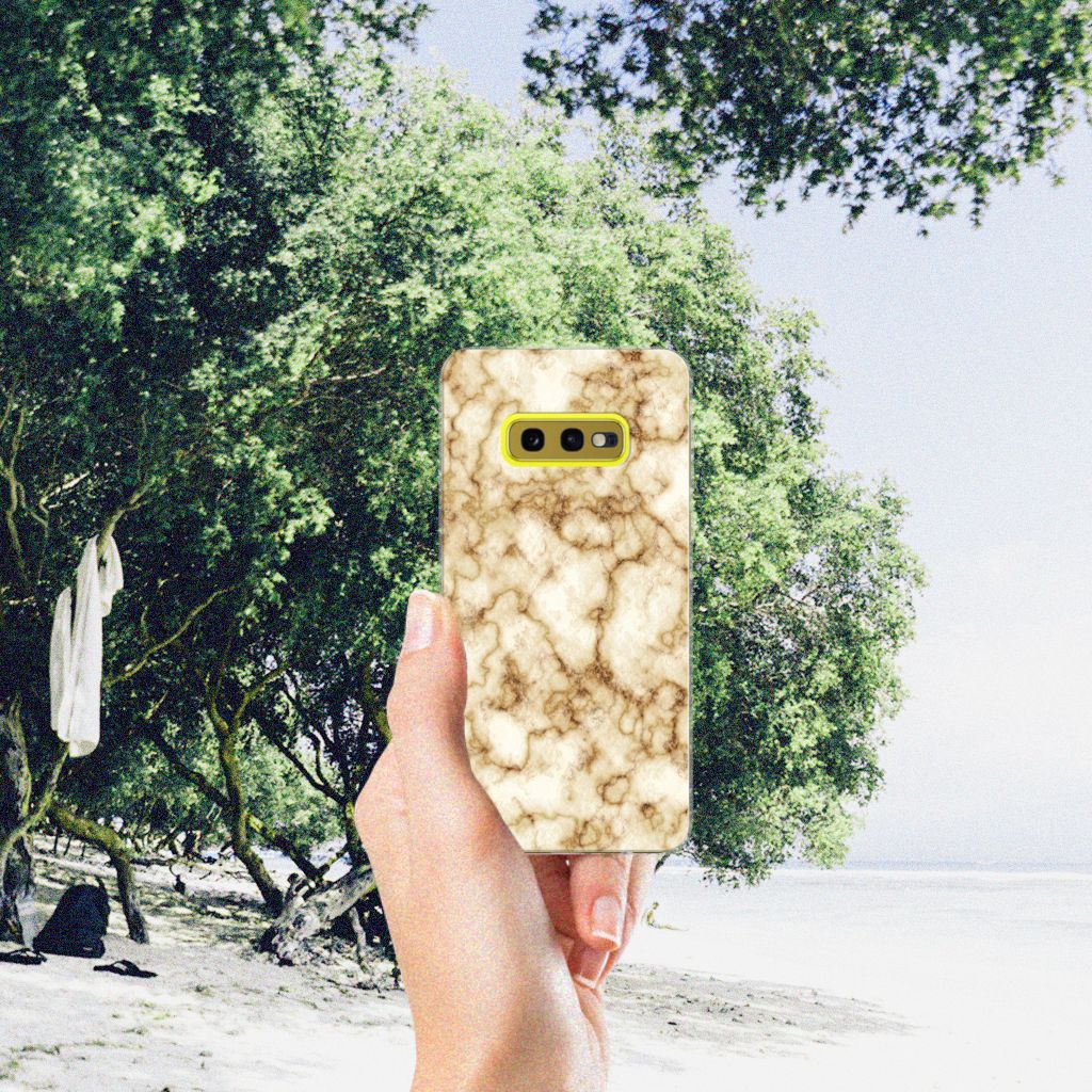 Samsung Galaxy S10e TPU Siliconen Hoesje Marmer Goud