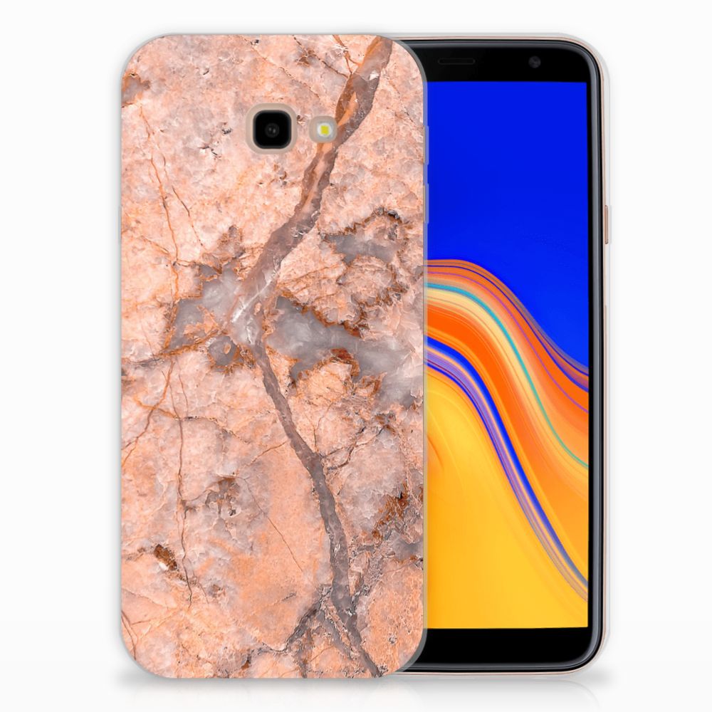 Samsung Galaxy J4 Plus (2018) TPU Siliconen Hoesje Marmer Oranje
