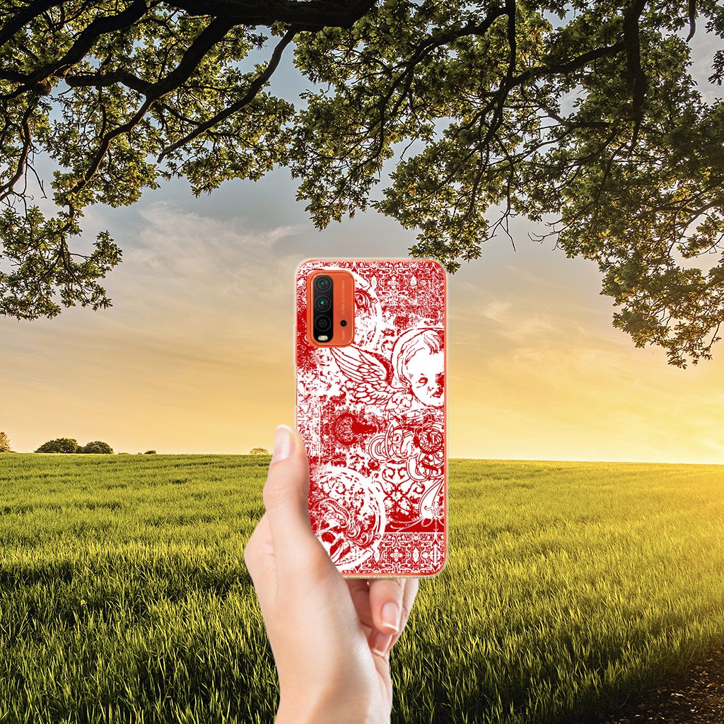 Silicone Back Case Xiaomi Poco M3 Angel Skull Rood B2C Telecom