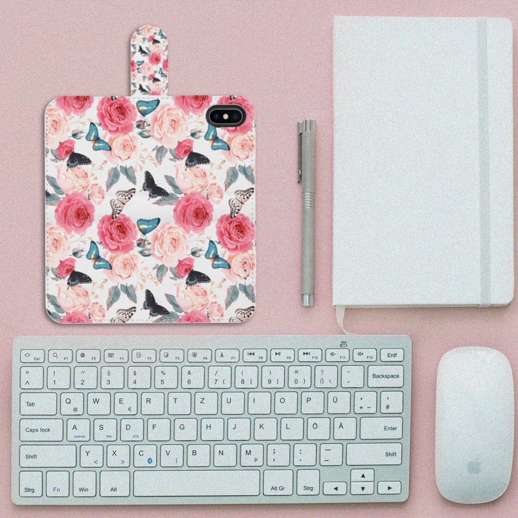 Apple iPhone X | Xs Hoesje Butterfly Roses