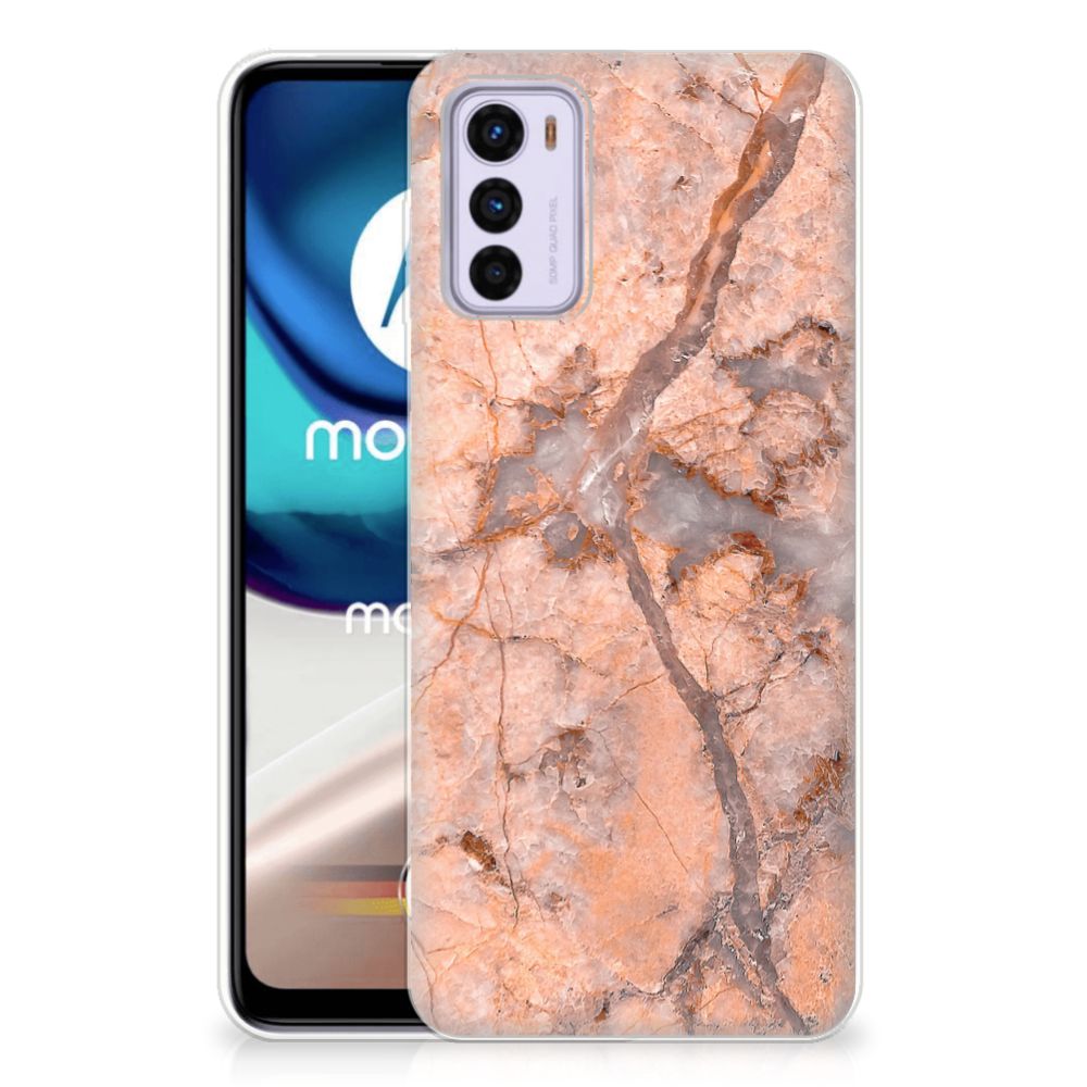 Motorola Moto G42 TPU Siliconen Hoesje Marmer Oranje B2C Telecom