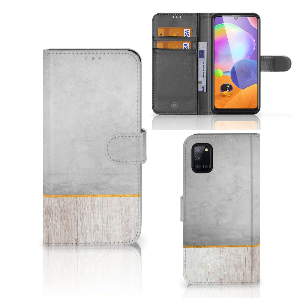 Samsung Galaxy A31 Book Style Case Wood Concrete