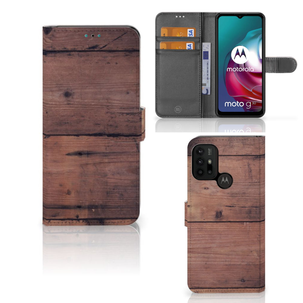 Motorola Moto G10 | G20 | G30 Book Style Case Old Wood