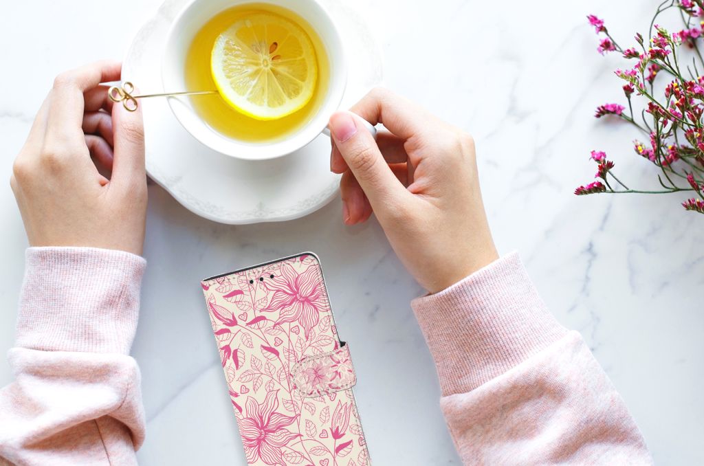 Huawei Ascend P8 Lite Hoesje Pink Flowers