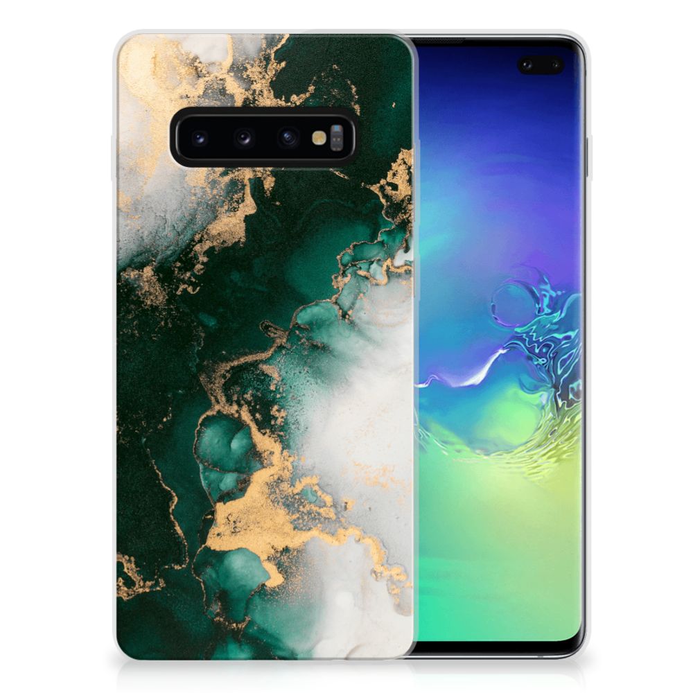 TPU Siliconen Hoesje voor Samsung Galaxy S10 Plus Marmer Groen