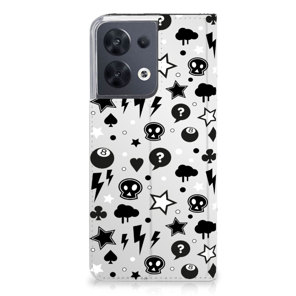 Mobiel BookCase OPPO Reno8 Silver Punk - B2C Telecom