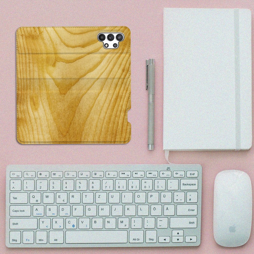 Samsung Galaxy A32 4G | A32 5G Enterprise Editie Book Wallet Case Licht Hout - B2C Telecom