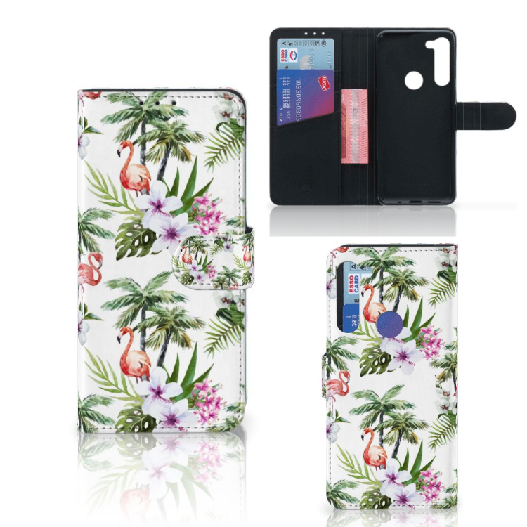 Motorola G8 Power Telefoonhoesje met Pasjes Flamingo Palms
