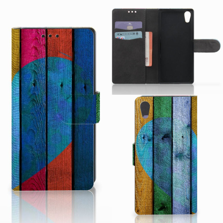 Sony Xperia XA1 Book Style Case Wood Heart - Cadeau voor je Vriend