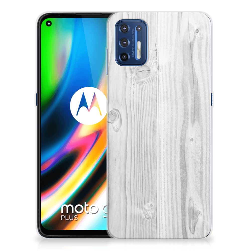 Motorola Moto G9 Plus Bumper Hoesje White Wood