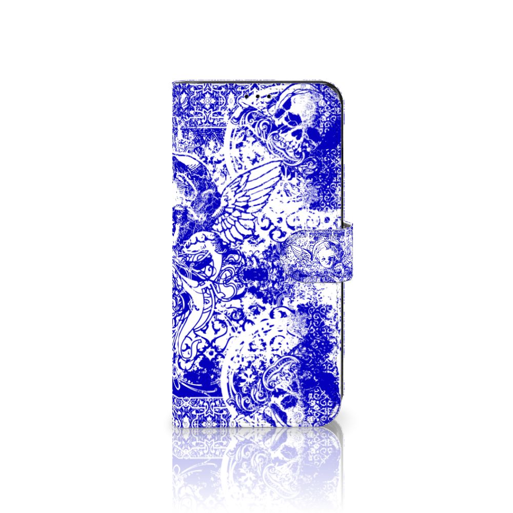 Telefoonhoesje met Naam Motorola Edge 30 Pro Angel Skull Blauw