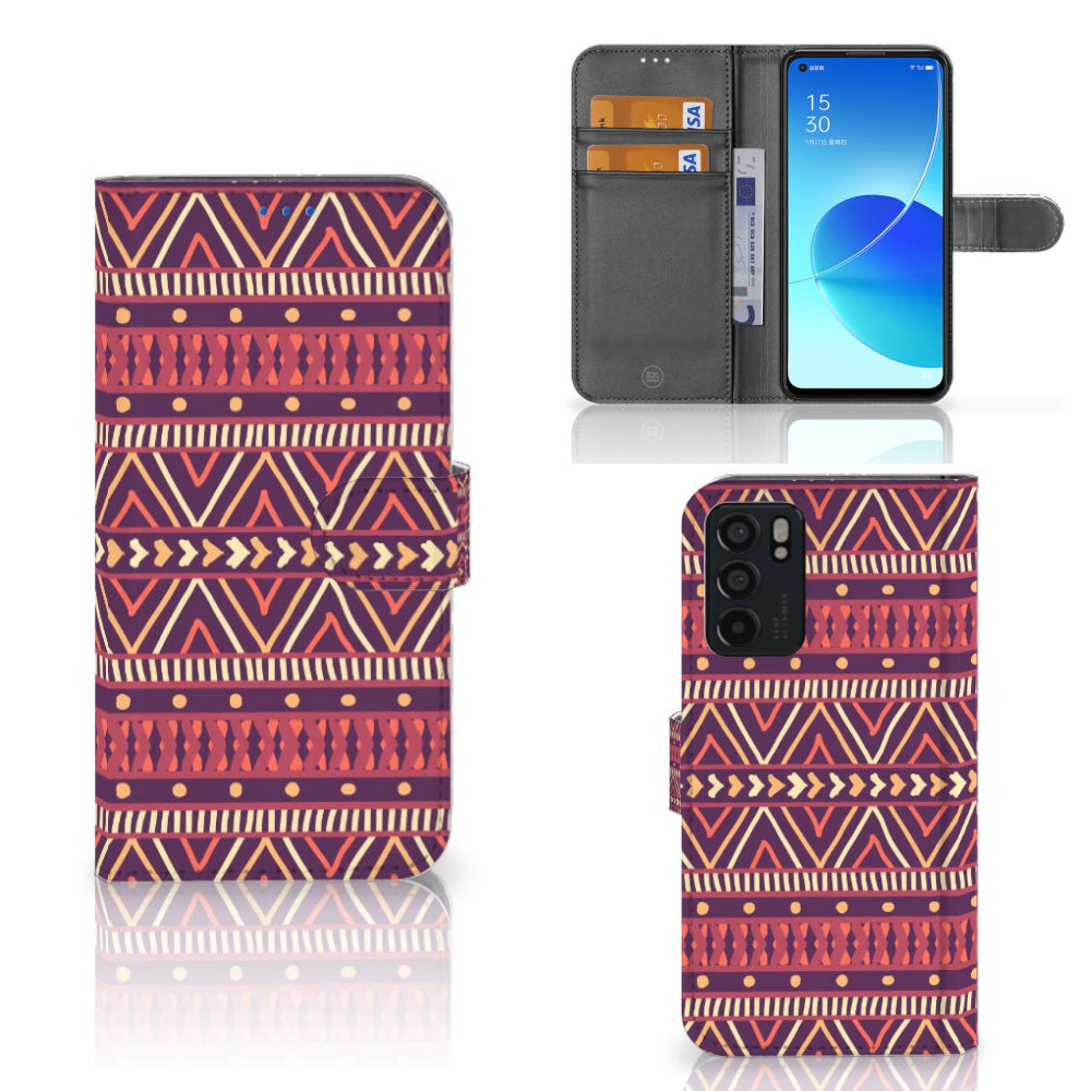 OPPO Reno6 5G Telefoon Hoesje Aztec Paars