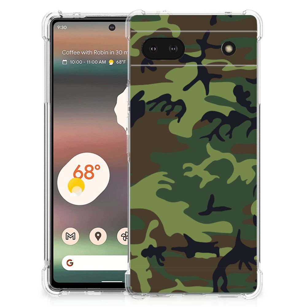 Google Pixel 6A Doorzichtige Silicone Hoesje Army Dark B2C Telecom