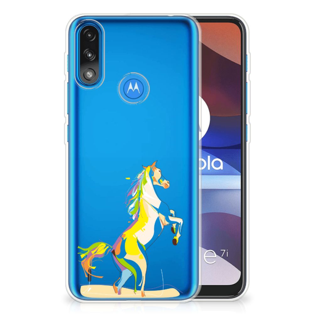 Motorola Moto E7/E7i Power Telefoonhoesje met Naam Horse Color B2C Telecom
