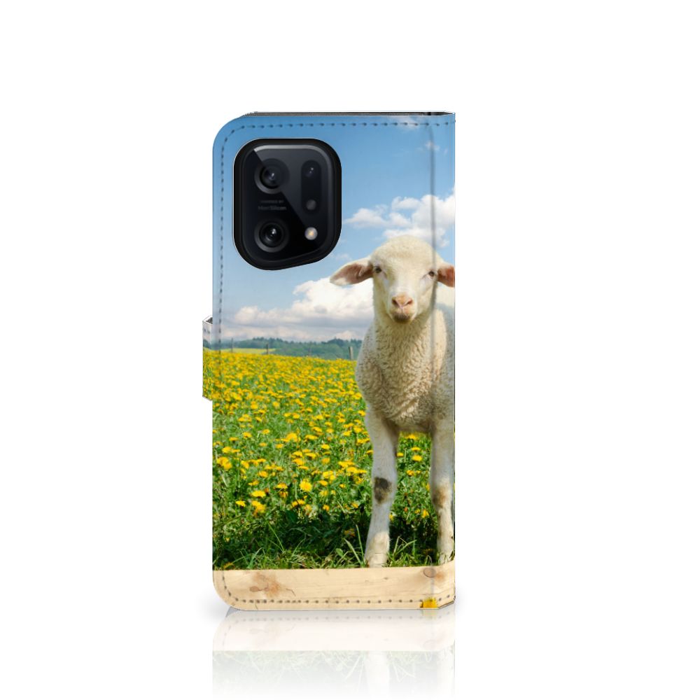 OPPO Find X5 Telefoonhoesje met Pasjes Schaap en Lammetje