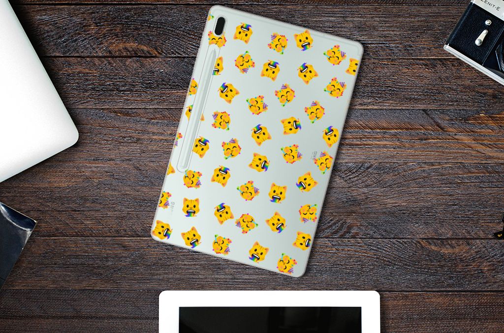 Hippe Hoes voor Samsung Galaxy Tab S7FE Katten Emojis - B2C Telecom