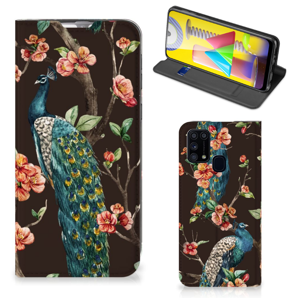 Samsung Galaxy M31 Hoesje maken Pauw met Bloemen - B2C Telecom