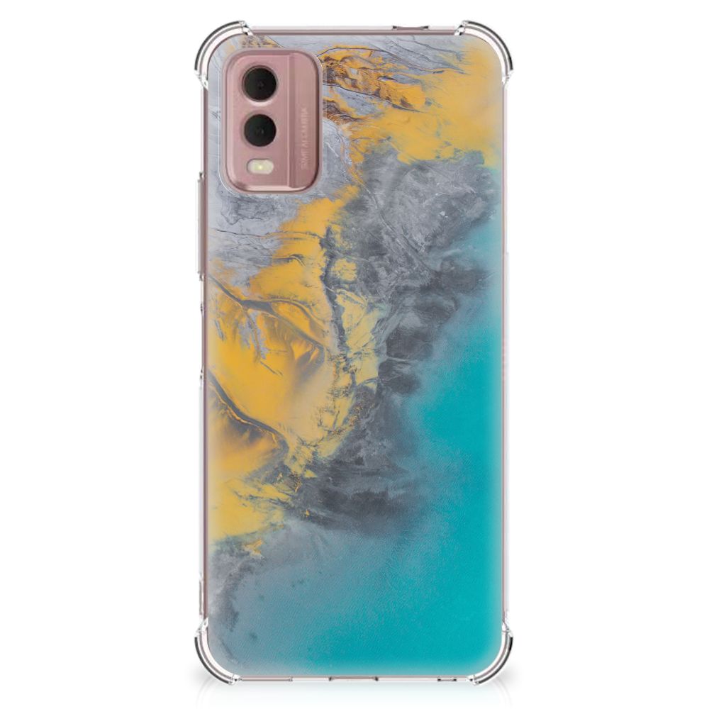 Nokia C32 Anti-Shock Hoesje Marble Blue Gold B2C Telecom