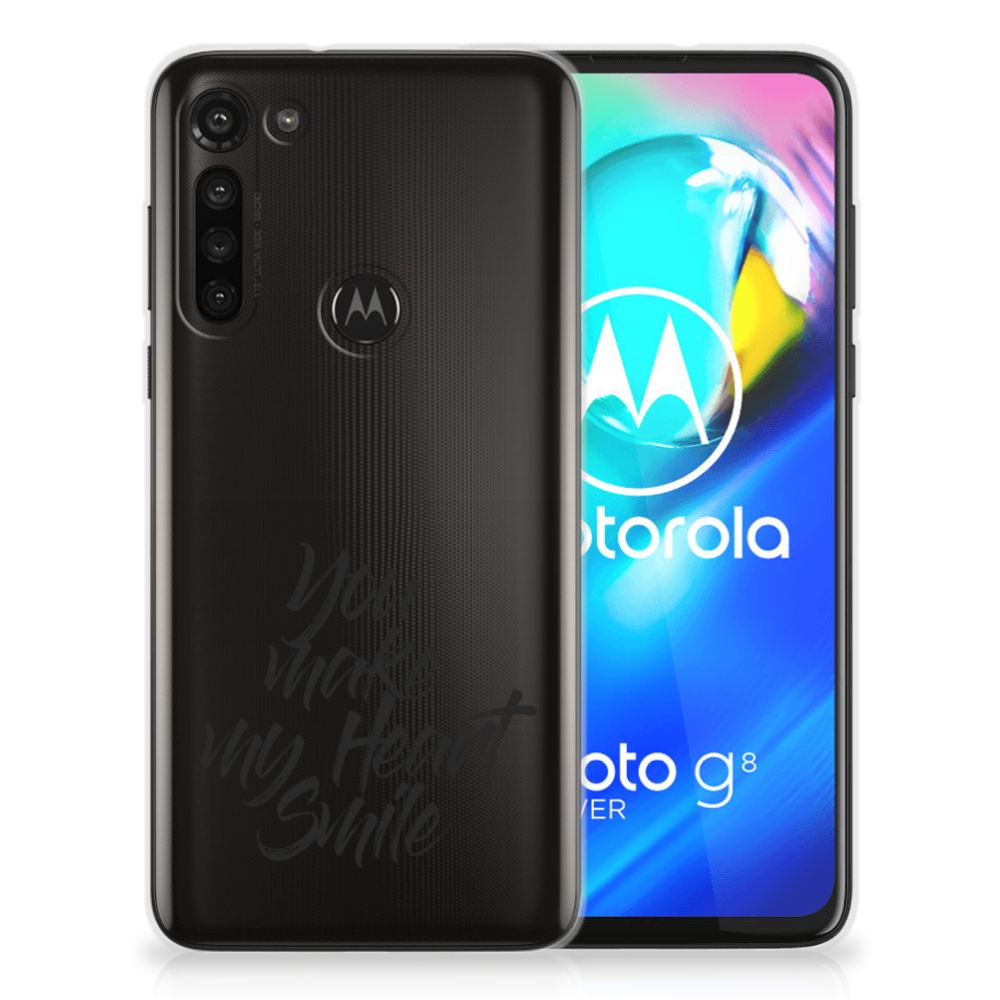 Motorola Moto G8 Power Siliconen hoesje met naam Heart Smile